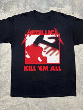 Vintage Thrash Metal Graphic Tee - Classic Red & Black Rock Shirt